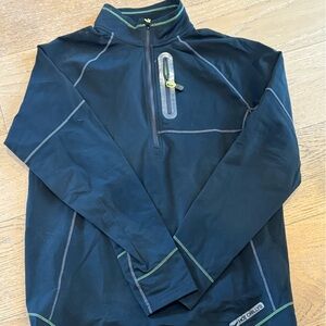 Black Long Sleeve Pullover with Green Accents